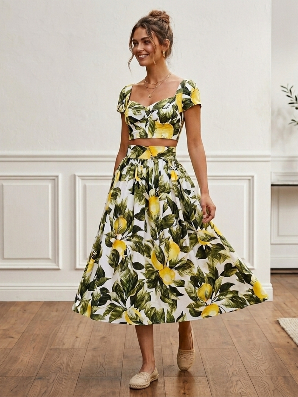 H&M Citrus A-Line Skirt